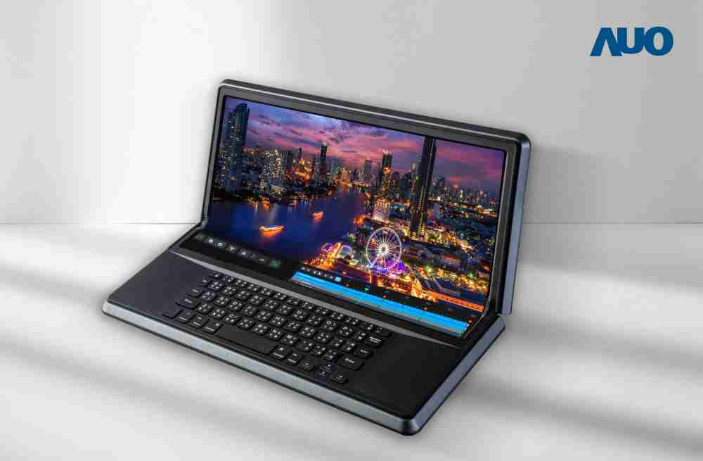 菠菜论坛14.6吋Micro LED折迭显示屏幕，，，，搭配半径4mm的弯折绞炼，，以及高画素、、、高亮度、、高对比度的显示技术特点，，即便在大视角下仍保有绝佳色相与亮度