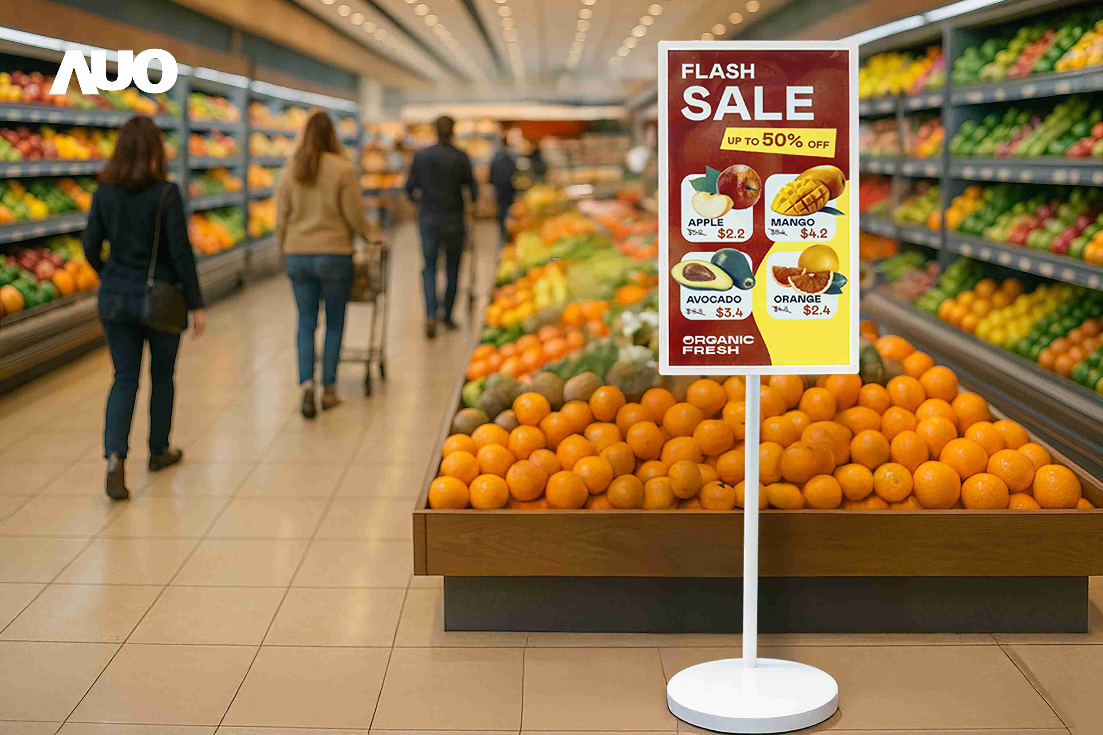 达擎首亮相低功耗、、、全彩的〝aecoPost电子纸解决方案〞，，，，仅在更新画面时需要微量的电力驱动，，，，无需布建电线的便捷设计，，使其可灵活应用、、、、随意置放，，并可透过云端或行动装置app，，，，轻松管理及排程广告内容，，晋升店头营销利器。。